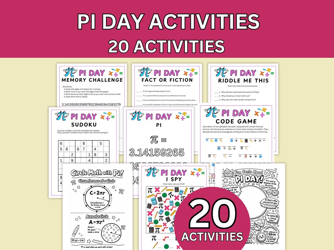 Pi Day Activities for Kids Printable Bundle, Trivia, Math Facts ...