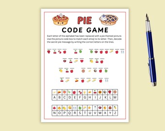 Pie Code Game, Activity for Kids, Pi (pie) Day, Thanksgiving Worksheet ...