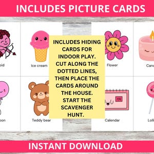 Valentine's Day activity for kids of a scavenger hunt.