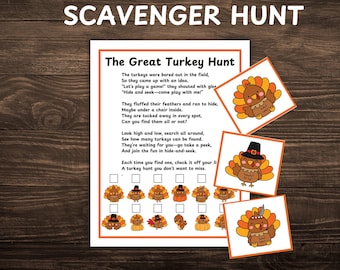 Thanksgiving Turkey Scavenger Hunt Game: Fall Activity (PDF Download)