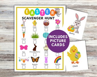 Easter Scavenger Hunt for Kids: Picture Card Game (Printable)