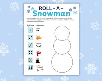 Roll A Snowman Game: Printable Winter Activity (PDF)