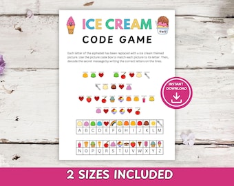 Ice Cream Code Game for Kids, Summer Activity, Secret Code Breaker Puzzle, Classroom Printable