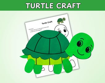 Printable Turtle Craft for Kids, Ocean Animal Activity, Coloring Project