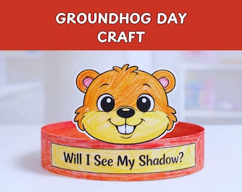 Groundhog Day Headband Craft for Kids, Printable Groundhog Hat, February Classroom Activity