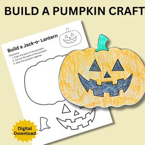 Build a Jack O&#39; Lantern Pumpkin Craft, Pumpkin Craft for Kids, Printable Halloween Crafts, Halloween Craft, Fall Craft, Halloween Activity