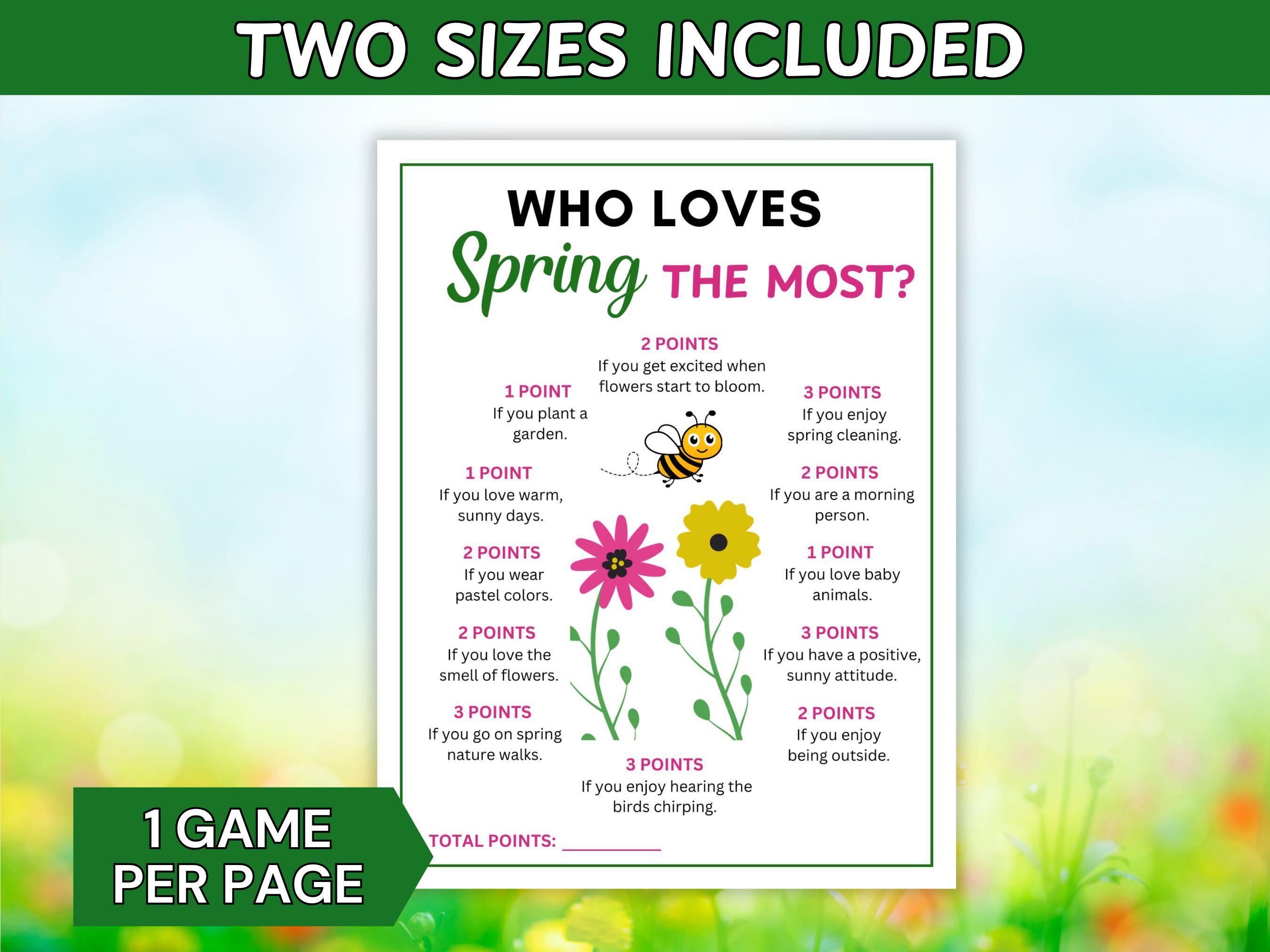 Ice Breaker For Spring Who Loves Spring the Most Game | Spring Party Game | Icebreaker ...