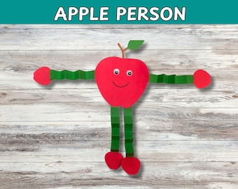 Apple Person Craft: Printable Fall Coloring Template (Digital Download)