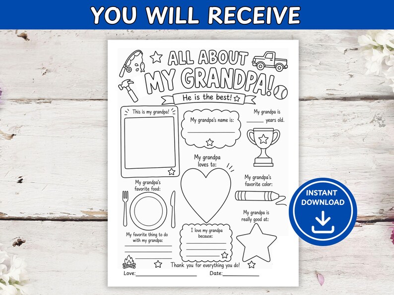 Grandparent's Day gift for grandpa from grandkids of All About Grandpa.