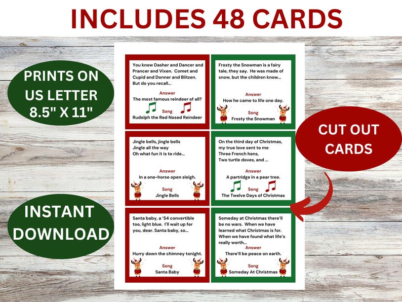 Christmas Finish the Lyrics Game, Printable Christmas Carol Game ...