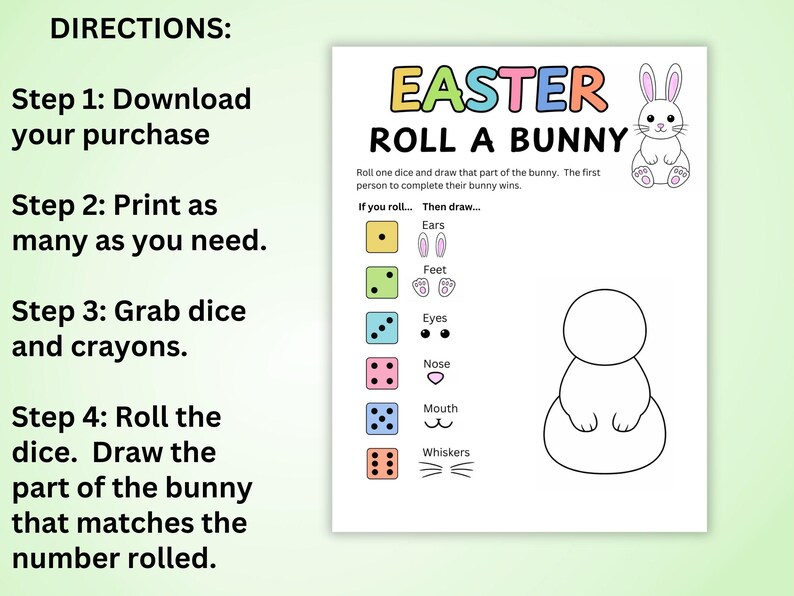 Roll a Bunny Easter Game Printable | Drawing Activity | Classroom ...