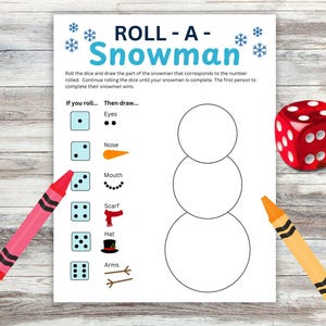 Roll A Snowman Game: Printable Winter Activity (PDF) - Etsy