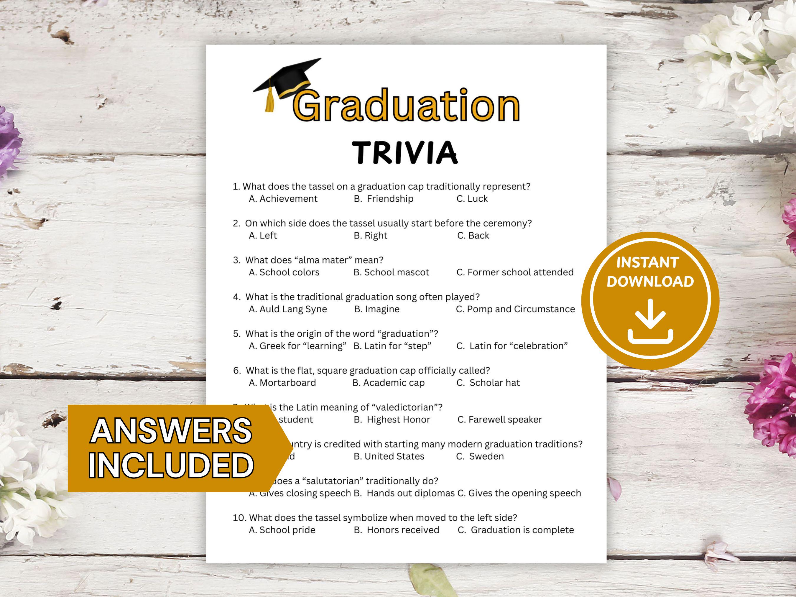 Fun Graduation Poll Graduation Trivia Game Printable | Grad Party Games | Graduation ...