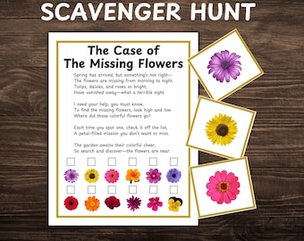 Flower Scavenger Hunt Game: Spring Kids Activity (Printable PDF)
