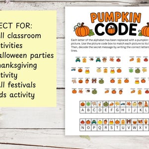 Code game for fall, Halloween and Thanksgiving