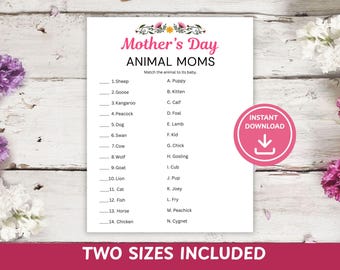 Mother’s Day Animal Mom Trivia Game | Printable Baby Animal Activity | Fun Family Party Game