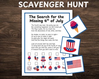 4th of July Scavenger Hunt, Fourth of July Treasure Hunt, Fourth of July Scavenger Hunt for Kids, 4th of July Game, Fourth of July Activity