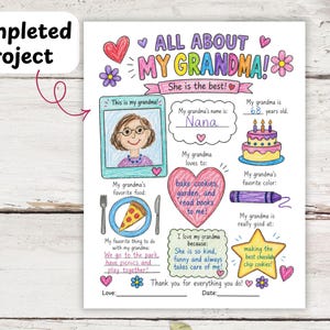 Grandma fact sheet.  Grandma fill in the blank.
