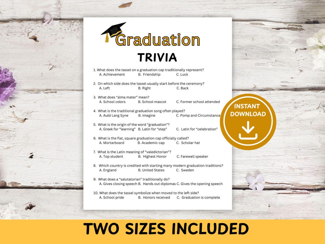 Graduation Trivia Game Printable | Grad Party Games | Graduation ...
