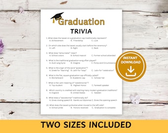 Graduation Trivia Game Printable | Grad Party Games | Graduation Activity |High School College Graduation