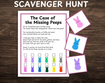 Juego de búsqueda del tesoro de Pascua de Peeps: Actividad imprimible para niños (descarga digital)