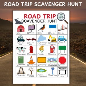 Road Trip Scavenger Hunt for Kids, Family, Travel Scavenger Hunt, Road Trip Game, Road Trip Activity, Vacation Game, Car Trip Game