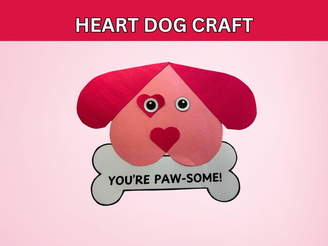 Heart Dog Craft Printable: Valentine's Day Kids Activity (PDF) - Etsy