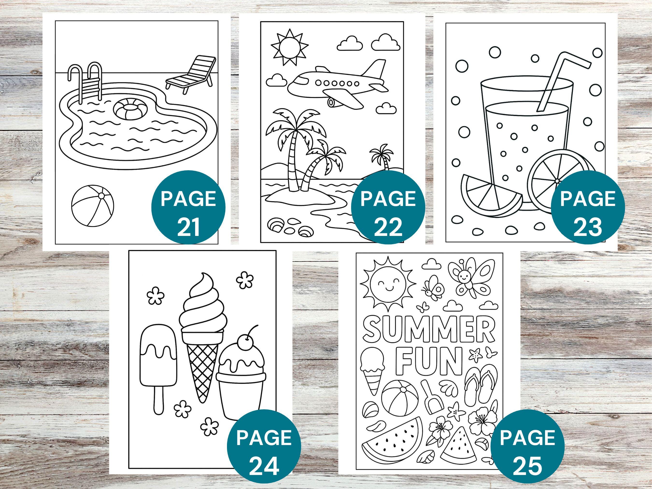 Summer Coloring Pages: 20 Fun Kids Activities (digital Download) - Etsy