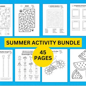 Summer Activities For Kids, Summer Kids Activities, Activity Book, Summer Printable Activity Bundle, Summer Coloring Pages, Summer Games