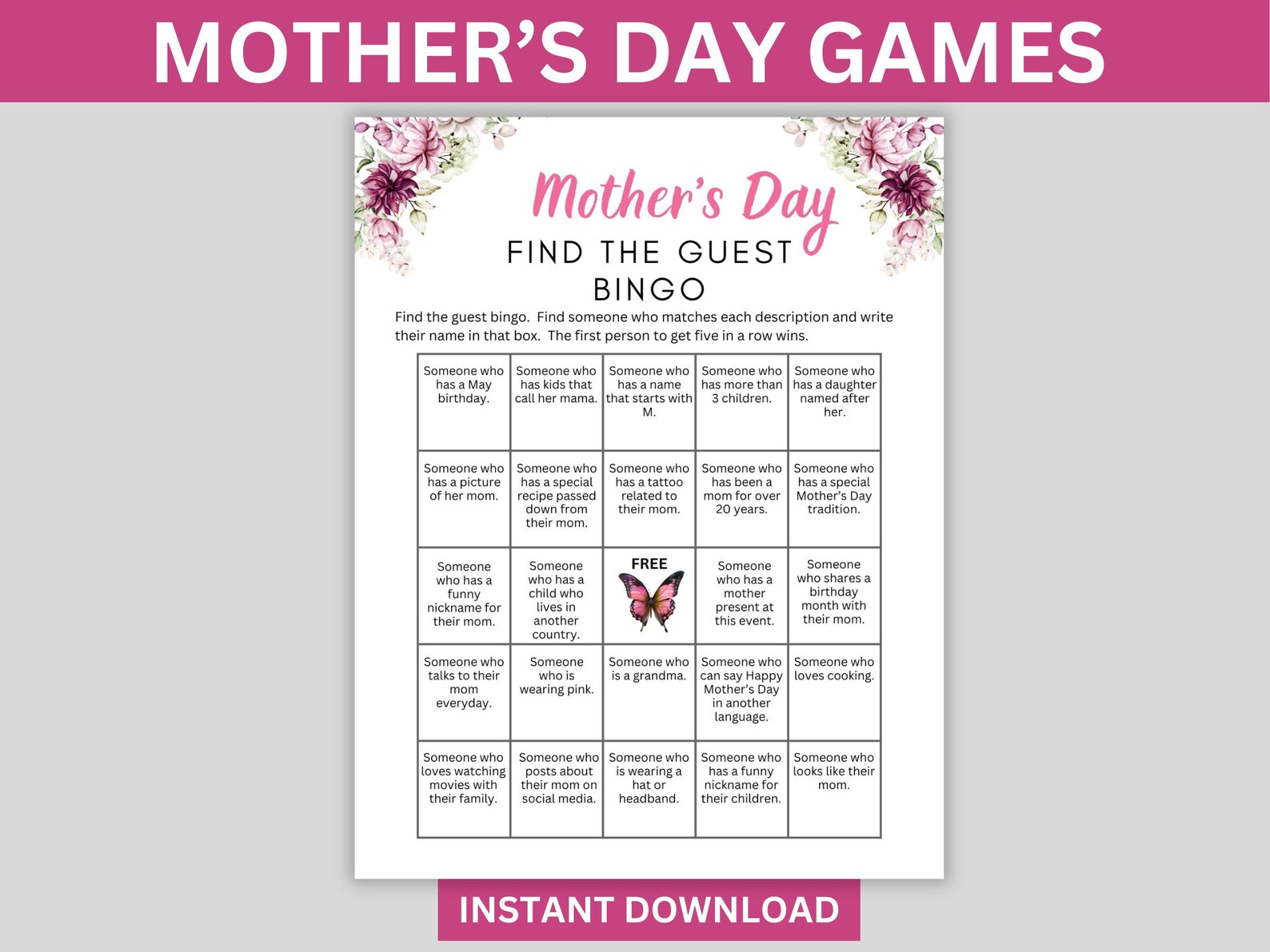 Mother's Day Games Printable Mother's Day Party Games, Mother's Day ...