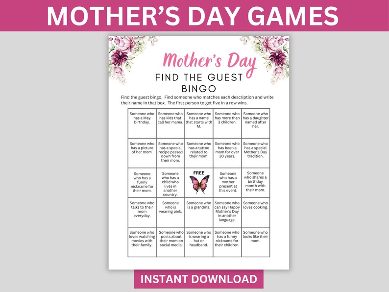 Mother's Day Games Printable Mother's Day Party Games, Mother's Day ...