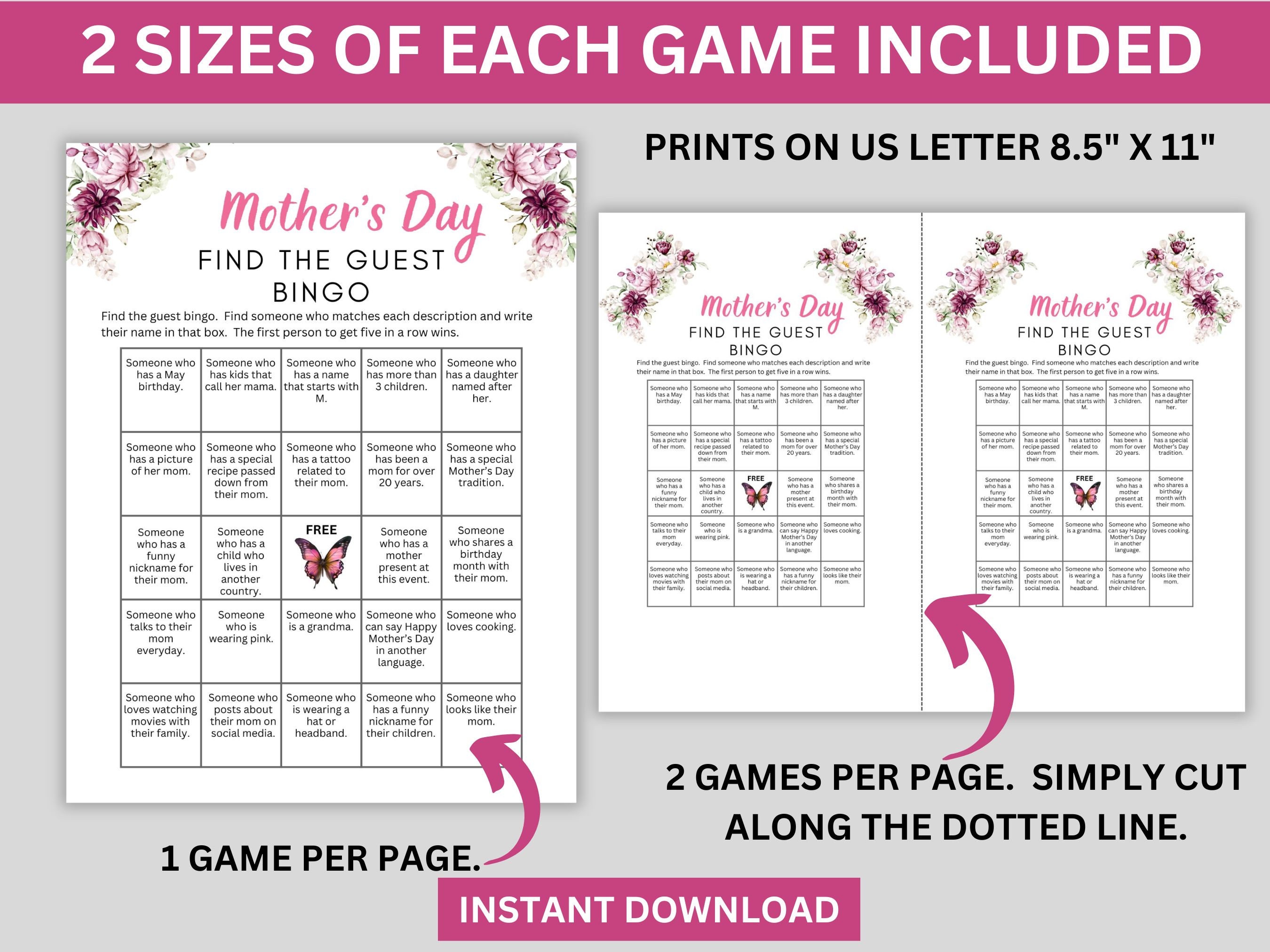 Mother's Day Games Printable Mother's Day Party Games, Mother's Day ...