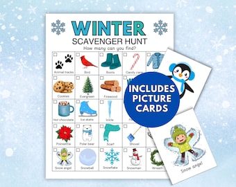 Winter Scavenger Hunt Printable: Nature Activity, Picture Cards (PDF)