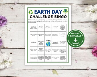 Earth Day Challenge Bingo Activity for Kids | Eco Friendly Challenge Game | Classroom & Family