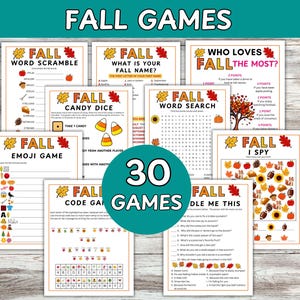 Fall Games Bundle: Fun Autumn Activities for Kids and Families