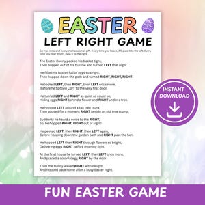 Easter Left Right Game, Printable Party Game, Pass the Gift, Easter Activity