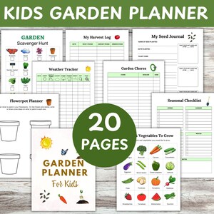 Planificador de jardín definitivo para niños, diario de jardín imprimible, actividades de jardín para niños, cuaderno de jardín, actividades de primavera para niños