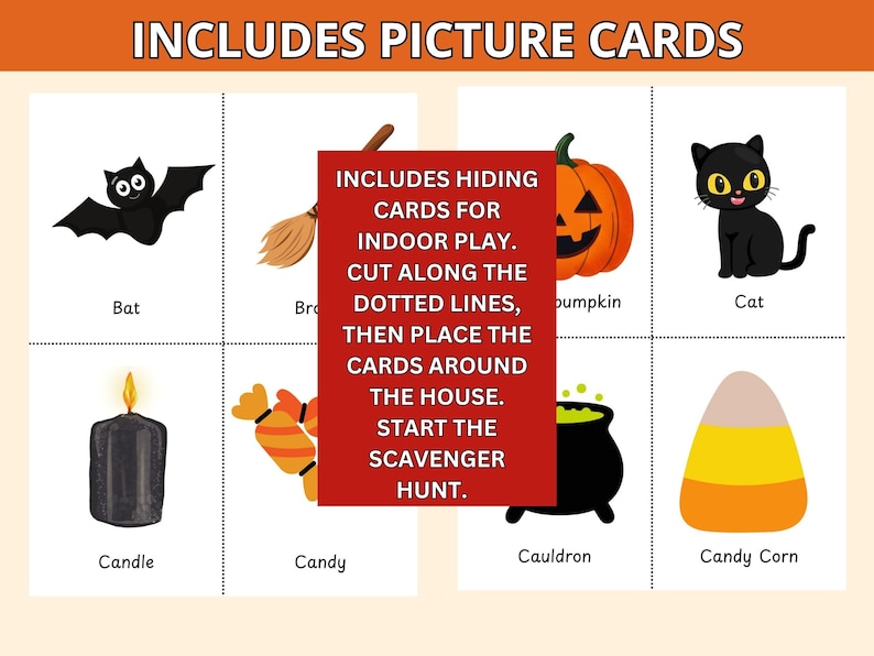 Halloween hiding cards to hide around the house