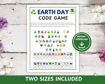 Jeu de codes du Jour de la Terre pour enfants| Casse-tête à message secret | Salle de classe et école à la maison