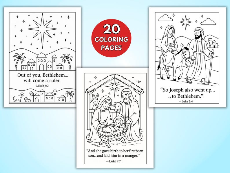 Christian Christmas coloring book, Religious Christmas coloring. Christian coloring sheets.
