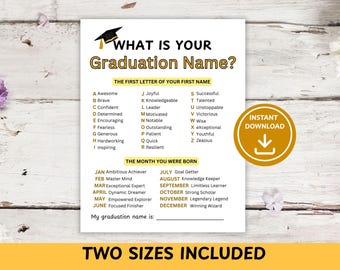 What Is Your Graduation Name, Graduation Party Game, Grad Activity, High School or College Graduation
