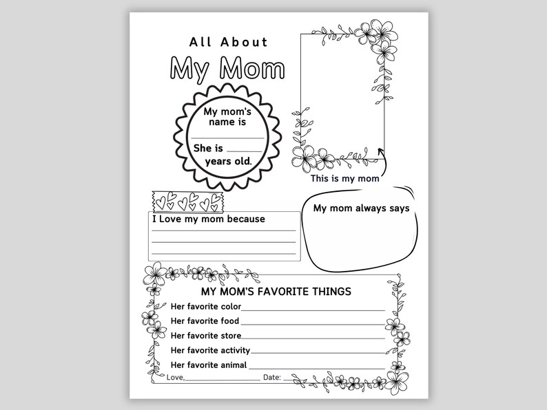 All About My Mom, Printable All About Mom Questionnaire, Mother's Day ...