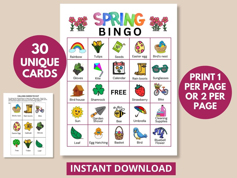 Spring Bingo Game Printable