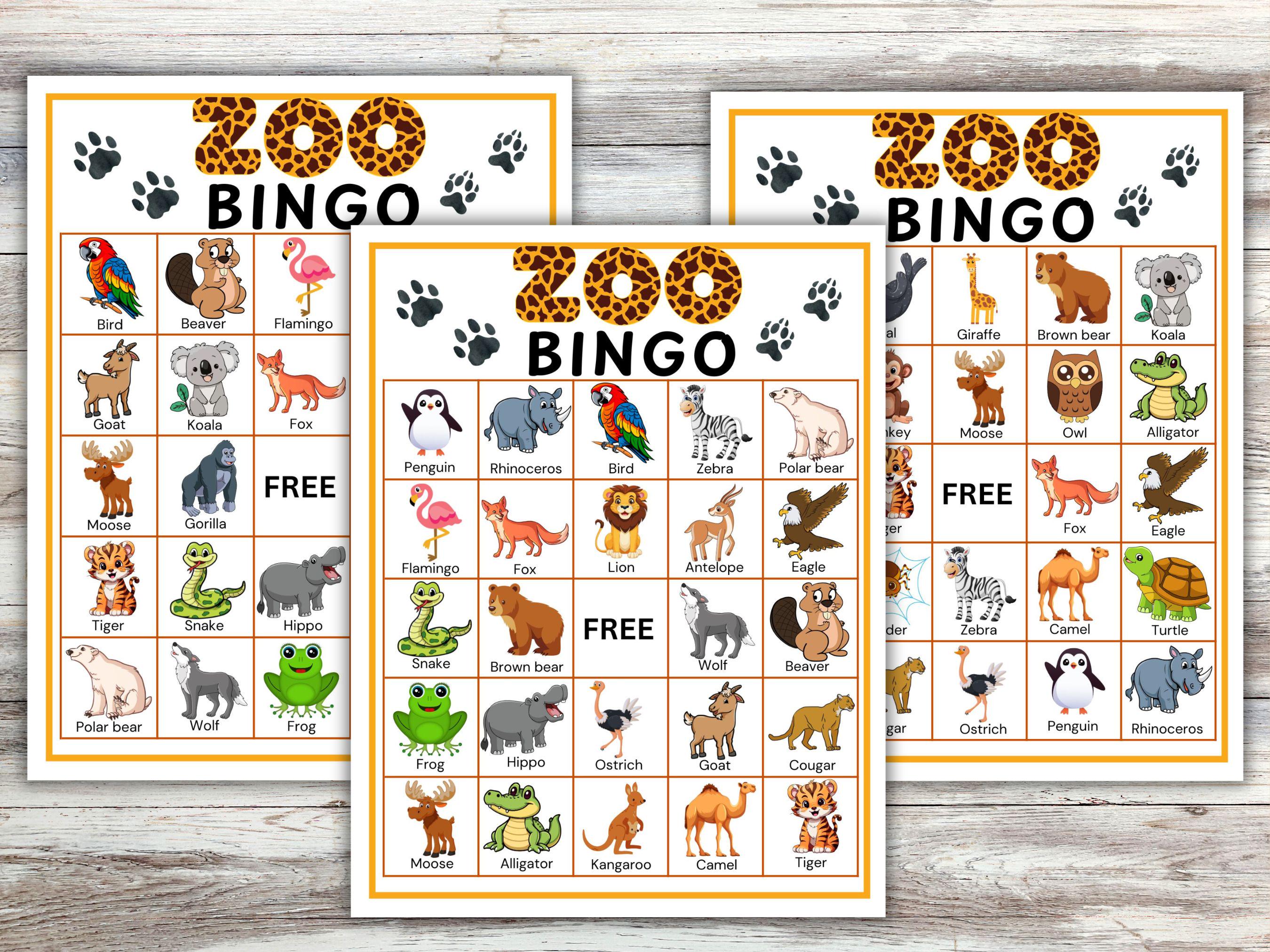 Zoo Animal Bingo Game: 30 Printable Cards (digital Download) - Etsy