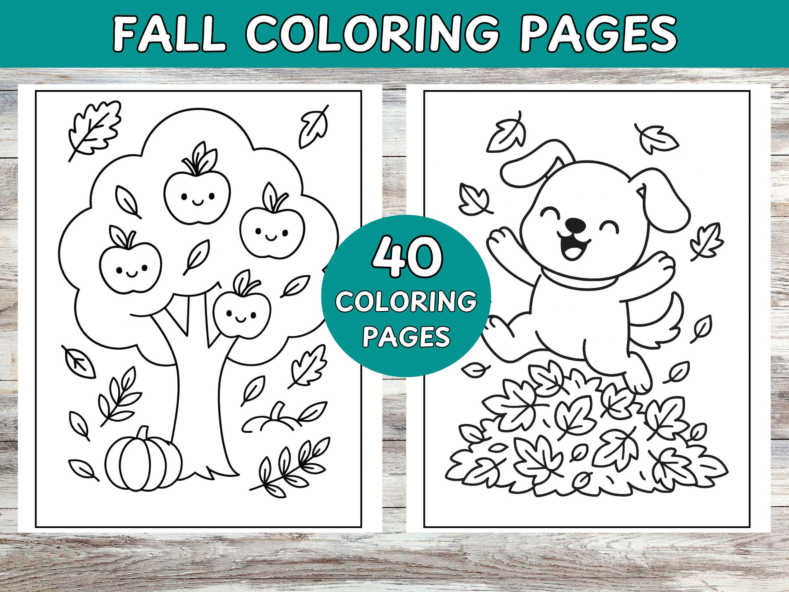 Fall Coloring Pages for Kids: Printable Autumn Activity - Etsy