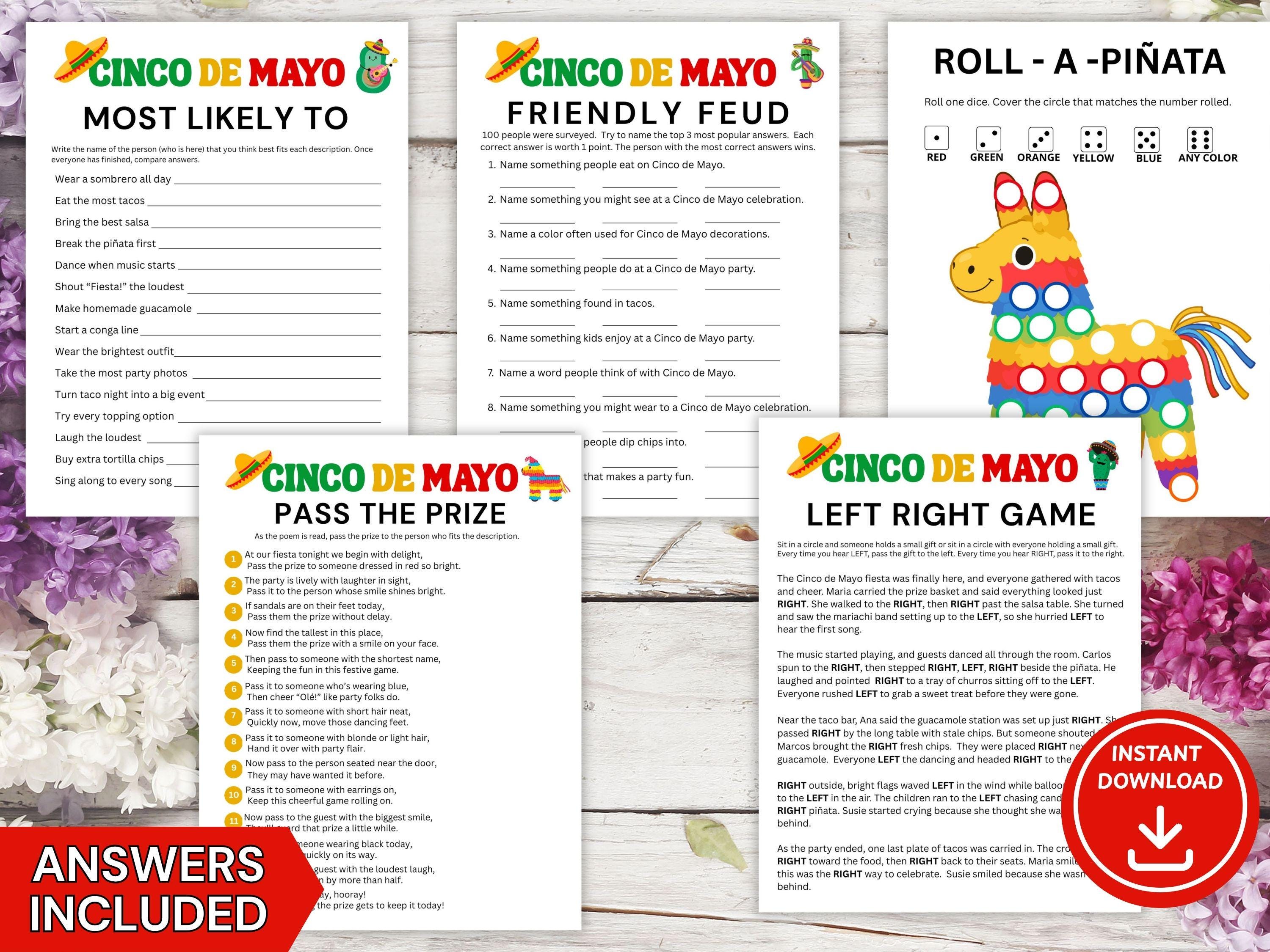 Cinco De Mayo Games Bundle | Printable Party Game | Classroom ...