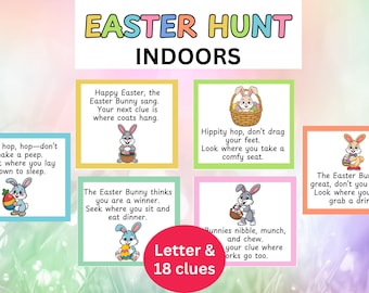 Caccia al tesoro di Pasqua al chiuso per bambini più grandi, preadolescenti e adolescenti, indizi per la caccia al tesoro, attività pasquali, caccia alle uova di Pasqua