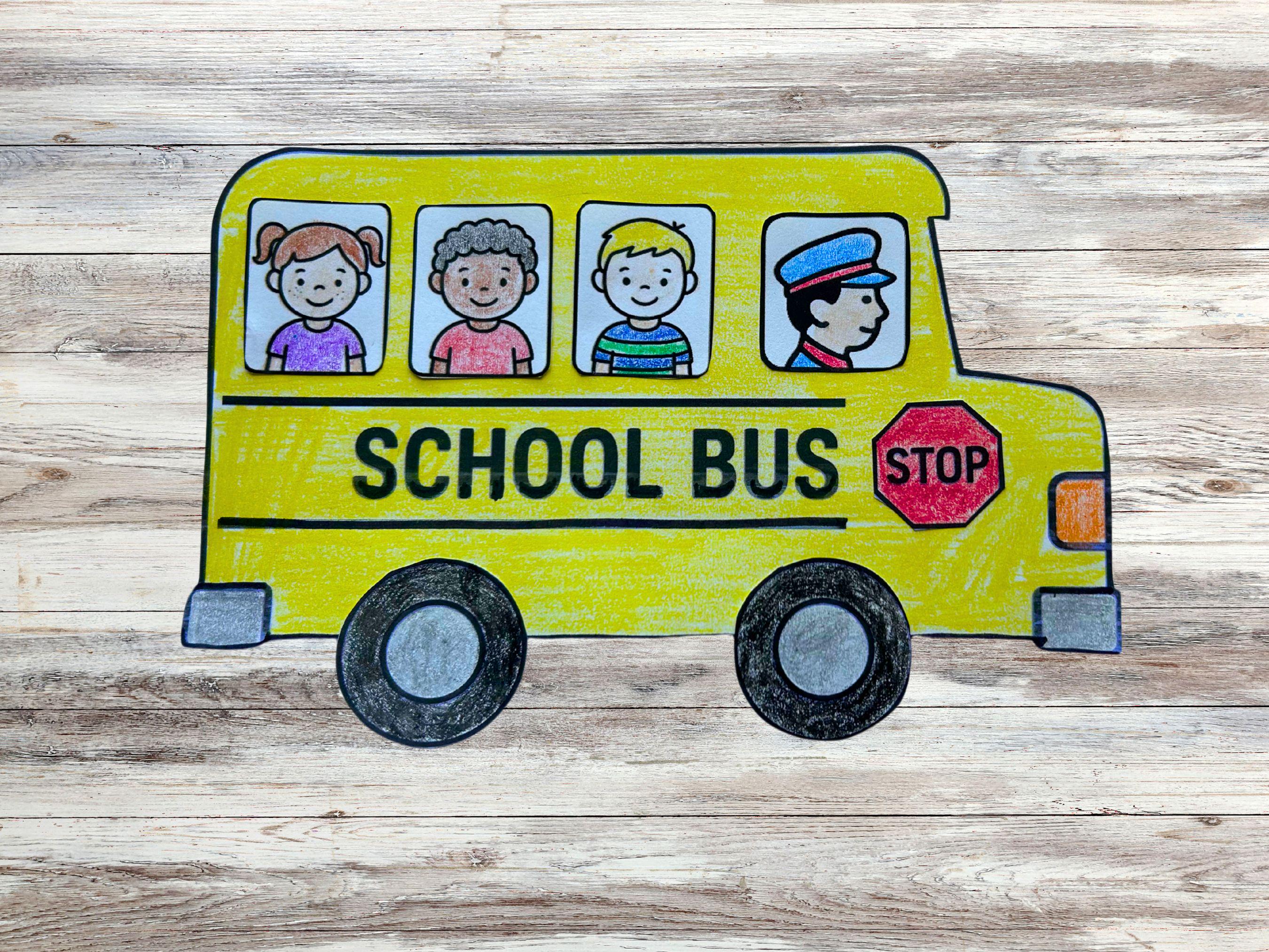 School Bus Craft: Printable Color, Cut & Paste Activity (PDF) - Etsy