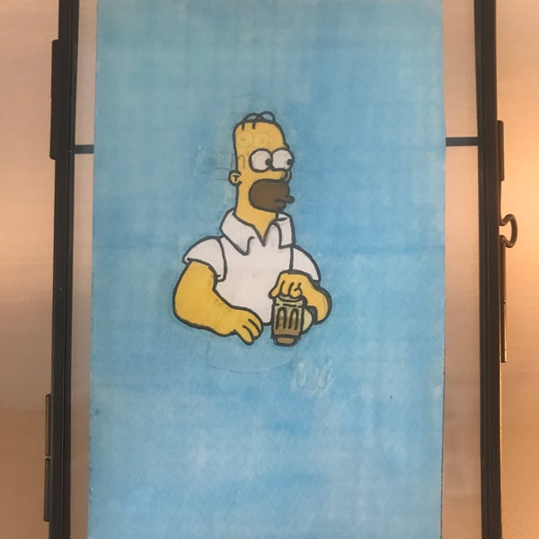 Handgezeichneter Cartoon Homer Simpson auf hochwertigem Papier (ohne Rahmen)