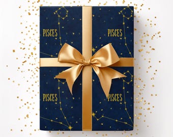 Pisces Constellation Gift Wrap, Astrology Wrapping Paper, Zodiac Birthday Present Teen, Fish Star Sign